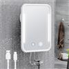 Gospire Specchio da barba riscaldato per doccia con luce, batteria ricaricabile e luminosità regolabile, ventosa e supporto per rasoio, rimovibile e senza foratura, impermeabile per bagno (bianco)