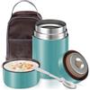 Poligono Contenitore Termico per Alimenti Caldi 800ML, Thermos Alimenti Caldi in Acciaio Inox con Sacchetto Isolante e Cucchiaio Pieghevole,Portavivande Termico per Pranzo,All'aperto, Verde Acquatico