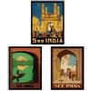 Nacnic Poster Vintage. Manifesti pubblicitari del Mondo. Tre Fogli d'Epoca dell'India. Formato A4