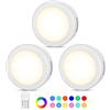 Cadrim Luci Armadio Luce Notturna Lampada Armadio RGBW 3PZ LED Multicolore Illuminazione 13 Colori 2 Modalità Luminosità Regolabile RGBW Lampada Senza Fili Adesiva 2 Telecomando Manuale Timer Vetrina