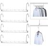 YMTECH Set di 4 appendiabiti salvaspazio in metallo - Ganci con 6 fori, fino a 50 kg, per camicie, pantaloni, gonne, vestiti, armadio ordinato