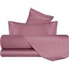 VANITA' DI RASO Completo letto Lenzuola di Raso Matrimoniale, Made in Italy, Lenzuolo piano 240x290cm + Lenzuolo Sotto con Angoli 160x190cm + 2 Federe a 2 Volani 50x80cm - Rosa Nostalgia