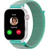 SaveFamily SaveWatch Plus 4G - Smartwatch per bambini con GPS, Chiamata, video, Face ID, cinturini personalizzabili, ultra sottile, sfondi, Bluetooth... - Quadrante bianco e cinturino in tessuto verde