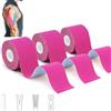 LiangMai Tape Kinesiologico Nastro Kinesiologico Tanti Colori 3 Rotoli 5 m x 5,0 cm, Muscolare Cerotto Per Taping Kinesiologico per Ginocchio, Spalla e Gomito, Fisioterapiche Impermeabil & Traspiranti