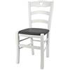 t m c s Tommychairs - Sedia modello Cuore per cucina bar e sala da pranzo, robusta struttura in Legno di faggio laccato bianco e seduta rivestita in pelle artificiale colore grigio scuro