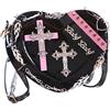 Kawaii-Story LB-6088 - Borsa a forma di cuore con borchie a forma di croce, per feste, in stile gotico, 21 x 18 x 5 cm, colore: Nero, Nero