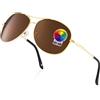 RivaSol Occhiali da sole polarizzati da uomo e donna, unisex, montatura dorata, tinta marrone UV400 con custodia in similpelle ideale per vacanze al mare, festival, guida e sport, Marrone, 60mm