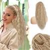 BARSDAR 56cm Coda di Cavallo Extension con Coulisse, Pettine Clip in Coda Cavallo Posticci per Donne Lunga Ondulati Ricci Sintetici Ponytail Estensione Capelli - Sabbioso Biondo con Highlights