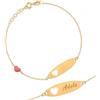 Sakrami Bracciale in Oro con Cuore Smaltato e Cuore Sagomato + Gioiello con scatola Personalizzata + Idea Regalo per Nascita, Battesimo e Comunione Occasioni Speciali + Confezione regalo