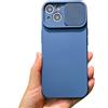 Keyihan Cover per iPhone 15 Pro (6,1") Protezione Fotocamera con finestrino Scorrevole,Custodia in Silicone TPU Morbida Antiurto AntiGraffio,Full Body Protettiva Case Microfiber Lining,Blu Marino