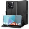 Hianjoo Cover Compatibile per Xiaomi Redmi Note 13 PRO 5G, Protettiva Portafoglio PU Pelle Libro Flip con Slot per Tessere e Supporto Pieghevole Custodia Compatibile per Redmi Note 13 PRO 5G - Nero