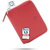 Baur since 1976 Baur portafoglio da donna piccolo - vera pelle con protezione RFID - portafoglio compatto con 6 scomparti per carte e cerniera a giro (Cerniera argento, Rosso)