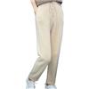Generic Pantaloni da donna in 100% lana merino e cashmere, pantaloni invernali con elastico in vita., Beige, XL