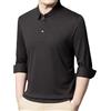 Generic Polo da uomo in cashmere tinta unita a maniche lunghe morbida camicia abbottonata, En8 nerastro, L