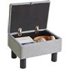 Aibiju Sgabello Piccolo con Contenitore, Piccolo Pouf Portaoggetti con Gambe in Legno, Poggiapiedi per Divano Posti a Sedere Extra per Soggiorno Camera da Letto, Grigio Blu, YD-JD1362