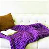 Fankr Lavorata Lana Grossa Coperta, Coperte Ingombranti Maglia con Cavo in Cotone Filato Morbido Fatto Mano Purple 100×200cm