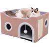 ERNAN Cuccia Gatto e cani.Lettino Per Gatti, Cuccia Gatto Interno, Cuscino per Pieghevole da Interno,Casa pieghevole con terrazza e tiragraffi, Adatto per Gatti,Piccoli Anima (Pink, Medium)