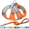 AIITLE Easy Walk - Set di pettorina e guinzaglio per cani, non tira, regolabile, con gilet imbottito per l'estate, senza soffocamento, facile da indossare su cani di taglia media, arancione, L