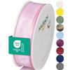 Halbach Seidenbänder Nastro regalo di alta qualità con bordo in filo, larghezza 25 mm, lunghezza 25 m, certificato Öko-Tex 100, prodotto in Germania, colore: rosa chiaro