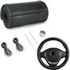 YUNZHISHIYE Coprivolante In Vera Pelle,Coprivolante Auto Universale,Copri Volante Per Auto Accessori Interni, Adatto Per Fiat 500/Panda/Golf/Peugeot/Jeep/Ford/Mercedes (linea nera nera)