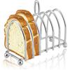 Tomotato Porta Toast in Acciaio Inox, Porta Toast a 6 Fette con Piedini a Sfera e Manico Ad Anello, Porta Pane Tostato per Colazione a Buffet Pranzo Cena, 15,7 x 7,1 x 10 cm