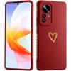 LENGRACE per XiaoMi RedMi NOTE 12S 4G Oro Amore Cuore Custodia,Gold Love Heart Pattern per Donne Ragazze Antiurto Silicone TPU Custodia-Claret