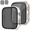 MYAPULUA 2 Pezzi Cover per Apple Watch Serie 9/8/7/SE2/SE/6/5/4 40mm 41mm 44mm 45mm,Custodia Rigida Schermo Privacy in Vetro Temperato Protezione Totale Anti-Spia,Custodia Protettiva per Apple Watch