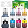 FANSHENG 113 Inchiostro Compatibile con Epson 113 Flaconi di Inchiostro per Ecotank ET-5150 ET5150 ET-5170 ET-16650 ET-16600 ET-16150 ET-15000 ET-5100 ET-5160 ET-5800 Pro ET-5850 (4 Pack BK/CM/Y)