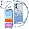 Phoona Cover Magnetica Glitter per iPhone 11 con Cordino, [Compatibile con MagSafe], Brillantini Sottile Lucida TPU Silicone Custodia per iPhone 11 Morbido Antiurto Cover, Blu