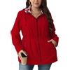 Geschallino Donna Cappotto Casual Reversibile Plus Size Stampa Floreale Giacca a Vento Leggera con Cappuccio 6132APLUS Rosso 4X