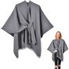 Shengxi Poncho da Donna Grande Scialle Caldo Sciarpa Elegante in Maglia Fronte Aperto Poncho Lavorato Capes Invernali Poncho (IT, Testo, Taglia Unica, Regular, Regular, Grigio)