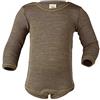 Engel - Body a maniche lunghe in lana vergine biologica e seta per bambini, noce, 98 cm-104 cm