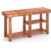 GIANTEX Scarpiera con panchina, scarpiera in legno massiccio di acacia, scarpiera a 3 livelli, portascarpe 87 x 28 x 45 cm, portaoggetti per scarpe