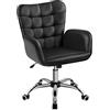 Yaheetech Sedia/Poltroncina da Ufficio Scrivania a Rotelle Girevole Imbottita in Similpelle Reclinabiale Ergonomica Altezza Regolabile Nero