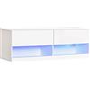 HOMCOM Mobile TV Sospeso in Legno, Mobile Porta TV Moderno con Luci LED di 20 Colori, per TV Max. 42, Bianco Lucido, 120x35x40.5cm