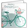 Afie Cartolina quadrata argentata per compleanno bicicletta bicicletta donna cesto fiori bouquet