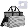 Yarwo Borsa Macchina Cucire con Tavola Legno, Grigio Ovale | Fondo Legno Rimovibile, Antiscivolo, Tasche Multiple e Cinghia Bagaglio per Macchina da Cucire Universale