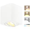 GeyouLux Faretto LED da Soffitto Bianco Dimmerabile, 80x84mm Spot da Soffitto Quadrato in Superficie, Orientabile 30°, con Modulo LED 5W 500LM 230V, 3CCT 3000K/4000K/6500K, 1 Pezzo