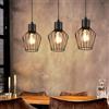 Lichtmaler Lampadario a Sospensione Vintage - Lampada Cucina da Soffitto Industriale - Lampadari Nero Rustico Ferro Battuto 3 Luci E27 per Soggiorno Cameretta Corridoio, Base Dritto