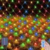 OPAHUTER 96 LEDs Luci a Rete Solare per Esterni, 1.5 x 1.5 M Impermeabili Rete Luminosa con 8 Modalità, Telecomando, LED Rete di Luci, Rete Luminosa per Natale Festa Giardino Albero Recinzione