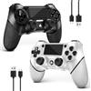 AceGamer 2 Pack Controller Wireless per PS4，Controller di gioco per PS4/Pro/Slim/PC，Gamepad Joystick con Turbo/Tasto Indietro/Doppio sensore di vibrazione/6-Axis Gyro/Pannello Touch (Bianco e nero)