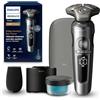 Philips Norelco Shaver Series 9000 Prestige, rasoio elettrico Wet and Dry, sistema di rasatura Lift & Cut, tecnologia SenseIQ, rifinitore di precisione, capsula di pulizia e custodia premium, cromo