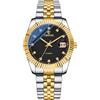JewelryWe - Orologio da Polso da Uomo Meccanico Automatico da 36 Ore di Riserva di Carica, Lancette Luminescenti, Diamanti come Indici, Resistente all'Acqua, Design Elegante, Idee Regalo