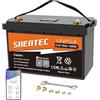 Shentec Batteria LiFePO4 al Litio 12V 100Ah 1280W,funzione BMS Bluetooth,batteria a ciclo profondo con potenza di uscita massima di,perfetta per il camper, l'impianto solare