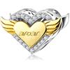 LES FOLIES DI PAOLA GRIECO Charm Cuore oro Mamma Ali Angelo in argento 925 - Les Folies per Pandora