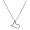 Evensee Collana da donna in argento 925, collana d'amore inclinata, ciondolo a cuore rodiato, catena in argento 925, collana gioiello alla moda, regalo per donne