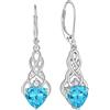 FJ Orecchini Pendenti Infinito Twist Argento 925 Orecchini Nodo Celtico Irlandesi con Pietre Portafortuna Marzo Acquamarina Orecchini per Donna