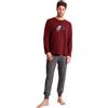 PRESTIGE & DELUXE Pigiama Lungo 2 Pezzi Grumpy! Brontolo per Ragazzo Uomo S M L XL + Omaggio Portachiavi Fischietto (IT, Testo, L, Regular, Regular, Rosso)