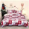 Vgzsyomqib Natalizio Set Copripiumino Letto Matrimoniale Completo 1 Sacco Copripiumino 200x200 cm e 2 Federe 50x75 cm Copri Piumone Natale Stampe Parure Biancheria Letto Una Piazza e Mezza Rosso Grigio