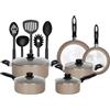 VELKER - Batteria da Cucina a induzione 15 Pezzi - Kit pentole a induzione con Rivestimento Antiaderente Adatto a Tutti i Piani Cottura. Set pentole Cucina